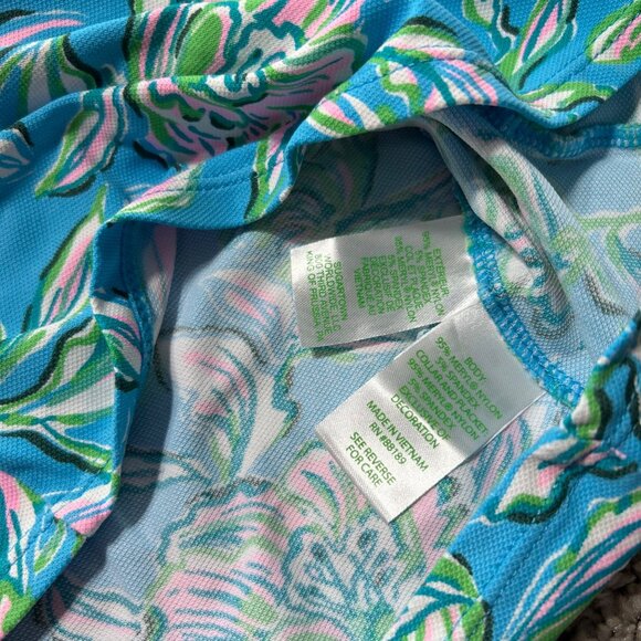 Lilly Pulitzer Womens Small UPF 50+ Luxletic ImaraPolo Top Cumulus Blue Chick Ma - Picture 7 of 10
